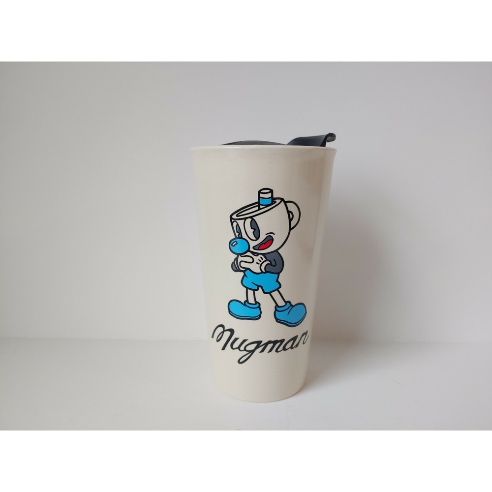 Just Funky Mugman coffee cup tea mug ceramic travel w/  lid